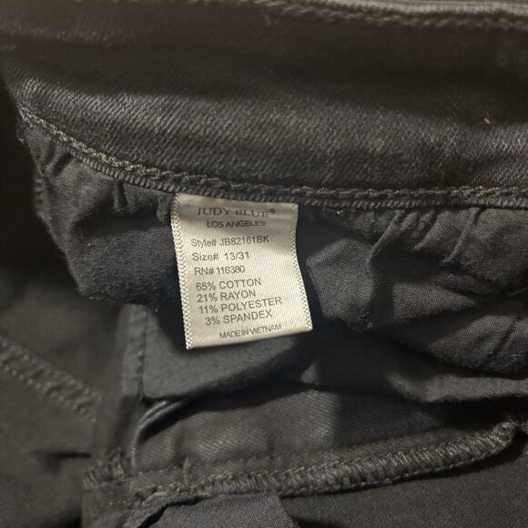 Judy Blue Jeans 13/31 Black Denim Boyfriend Ankle Stretch High Rise Distressed - Picture 7 of 7